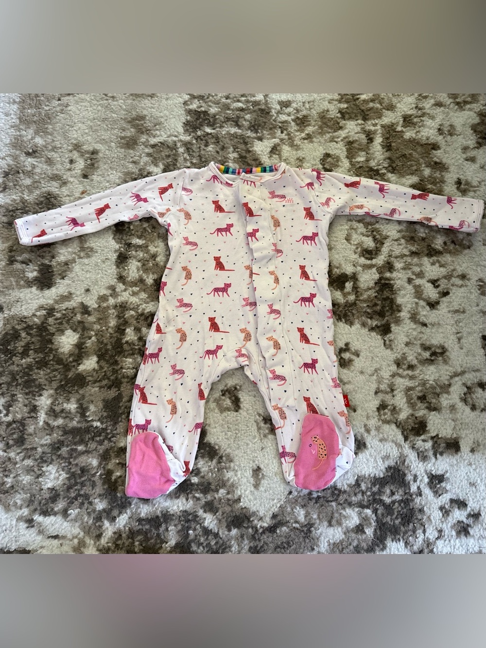 Magnetic Me Pink & White Fox Print Footed One-Piece